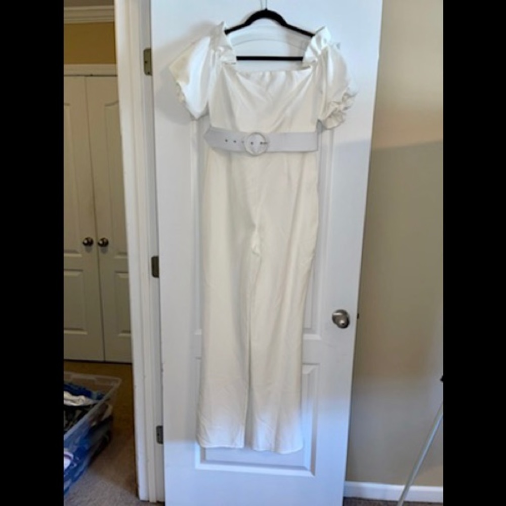 NWT Fashion Nova White Off Shoulder Jumpsuit